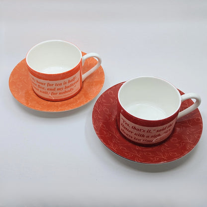 Tea Cup & Saucer Designer Set, multi-color set of 4